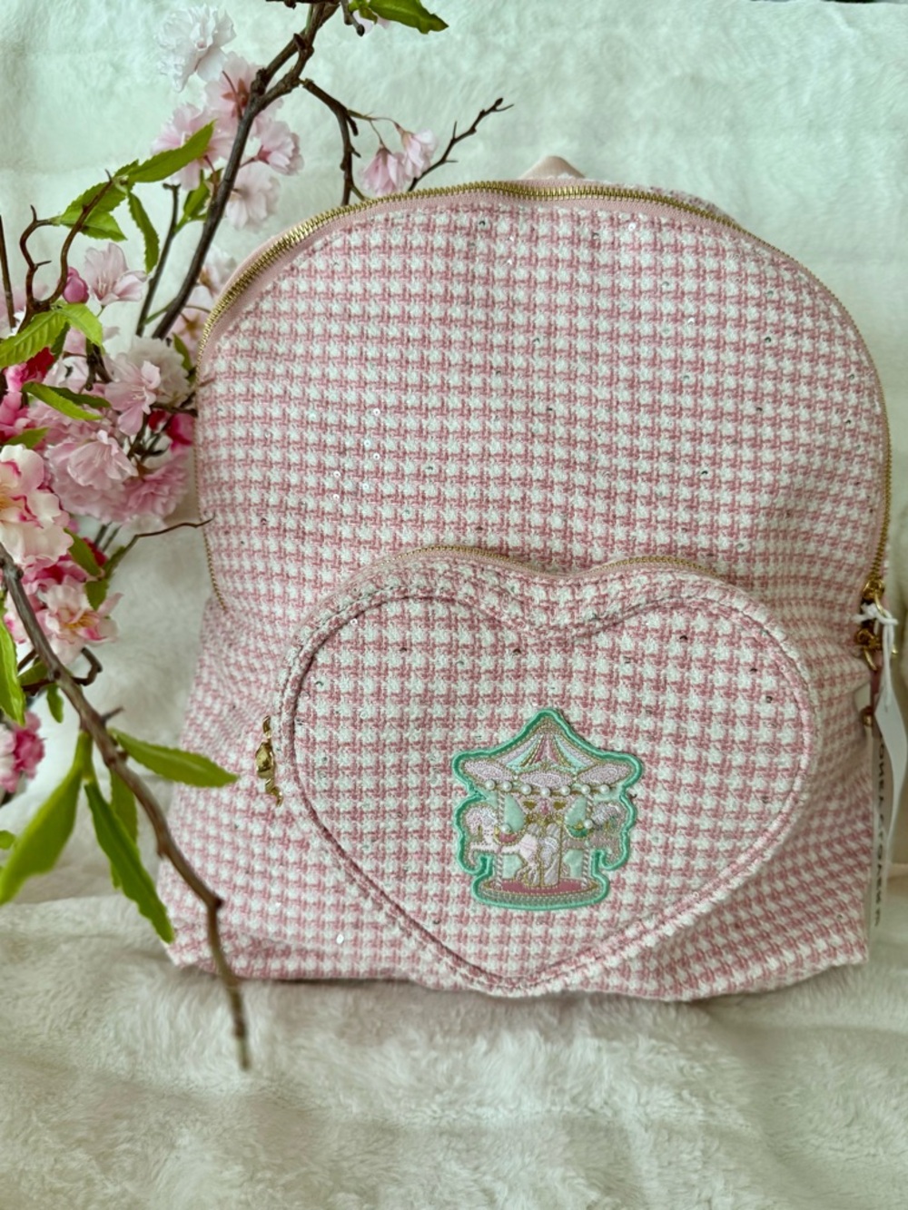 Stoney Clover Lane Classic Backpack Sand Iridescent Dust Bag, GIFT WRAPPED